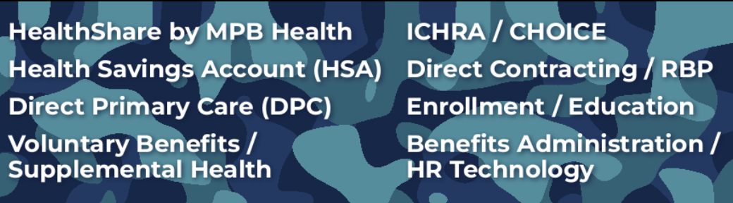 ACC3LERATE solutions: HealthShare by MPB Health, Health Savings Account (HSA), Direct Primary Care (DPC), Voluntary Benefits / Supplemental Health, ICHRA / CHOICE, Direct Contracting / RBP, Enrollment / Education, Benefits Administration / HR Technology